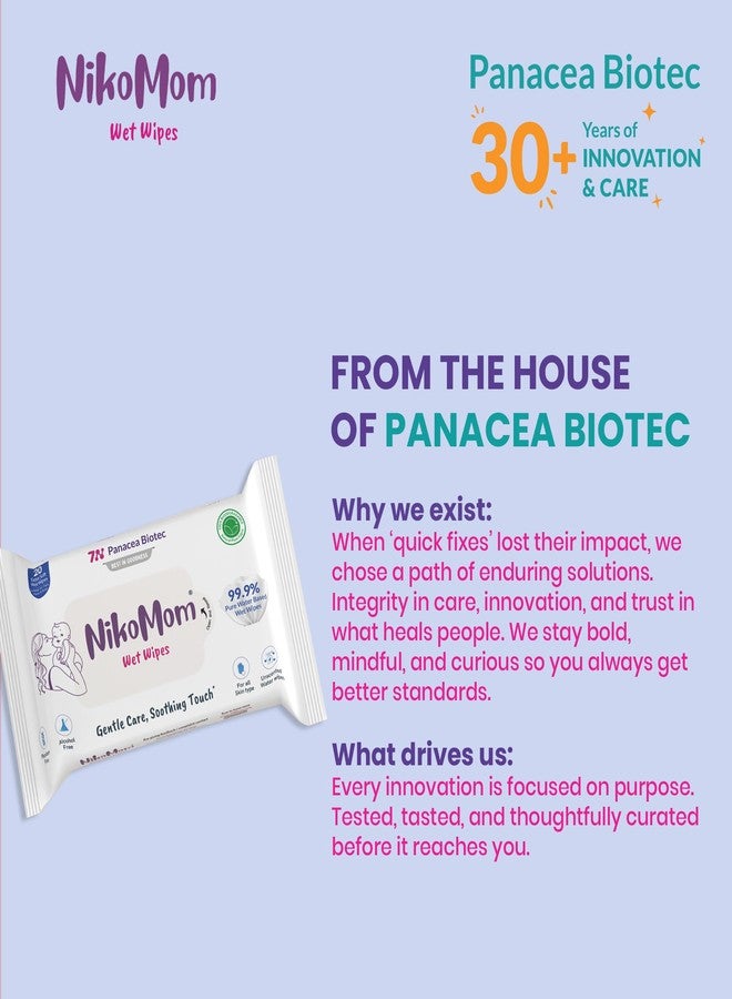 NikoMom 99.9% Pure Water Wet Wipes | Unscented & Hypoallergenic | Extra Soft & Thick with Aloe Vera Extract | Super Saver Pack | Gentle, Safe & Skin-Friendly | Pack of 20 - Image 5