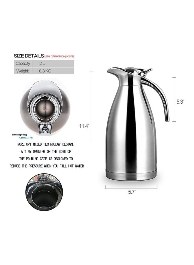 NIBEMINENT Thermal Coffee Jug With Lid Silver - Image 2