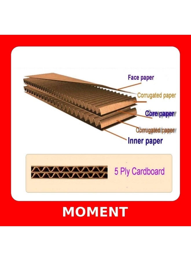 MOMENT [5 Pack] Small Double Wall 100% Recyclable Corrugated Cardboard Moving Boxes With 15 Kg Capacity, [41 X 33 X 33 Cm] Brown Carton For Packaging, Shipping And Storage, 5 Ply  - Image 5