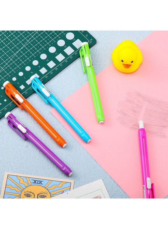 تيلينغ 15 قطعة ممحاة قلم رصاص قابلة للسحب ممحاة قلم ميكانيكية 5.31 × 0.39 بوصة أخضر أزرق برتقالي أرجواني وردي اللون بلاستيك مطاطي ممحاة جمالية للمدرسة والمكتب والرسم والكتابة والرسم - Image 2