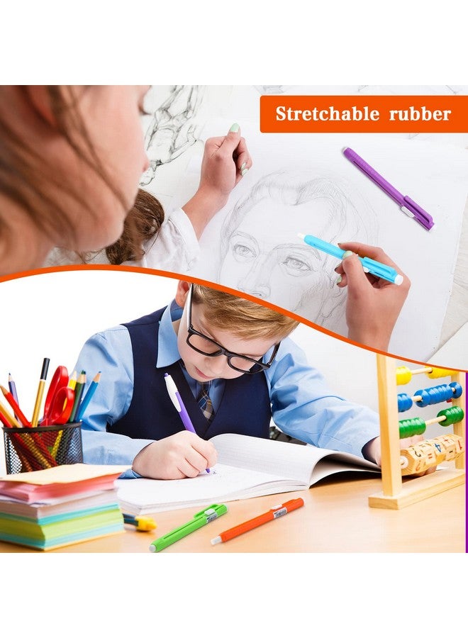 تيلينغ 15 قطعة ممحاة قلم رصاص قابلة للسحب ممحاة قلم ميكانيكية 5.31 × 0.39 بوصة أخضر أزرق برتقالي أرجواني وردي اللون بلاستيك مطاطي ممحاة جمالية للمدرسة والمكتب والرسم والكتابة والرسم - Image 3