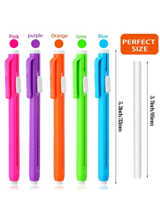 تيلينغ 15 قطعة ممحاة قلم رصاص قابلة للسحب ممحاة قلم ميكانيكية 5.31 × 0.39 بوصة أخضر أزرق برتقالي أرجواني وردي اللون بلاستيك مطاطي ممحاة جمالية للمدرسة والمكتب والرسم والكتابة والرسم - Image 4