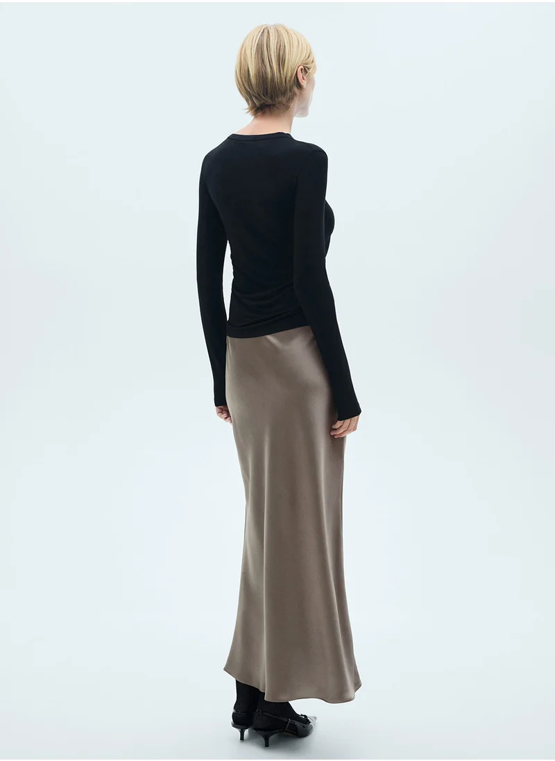 مانجو Casual Satin Long Skirt