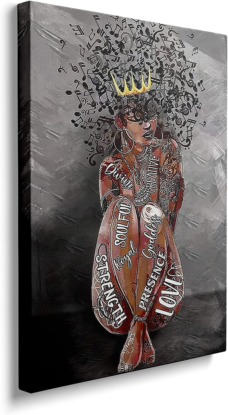 ASTRDECOR Inspirational Black Girl Music Canvas Art - Image 1