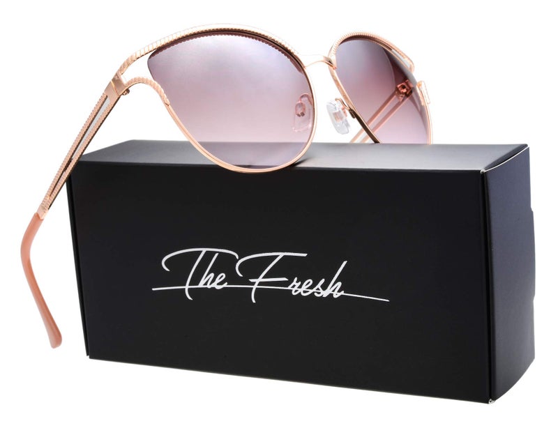 The Fresh Classic Crystal Elegant Women Beauty Design Sunglasses Gift Box (L132-Gold, Brown/Pink) - Image 2