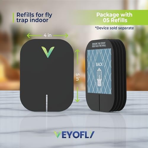 VEYOFLY Fly Trap Indoor Refill, Fruit Fly Traps for Indoors, Gnat Traps for House Indoor,Fly Catcher, Fly Trap,Plug in Catch for Fruit Flies,Moths,Gnats,Mosquito Trap (Pack of 5 Refills-Black) - Image 2
