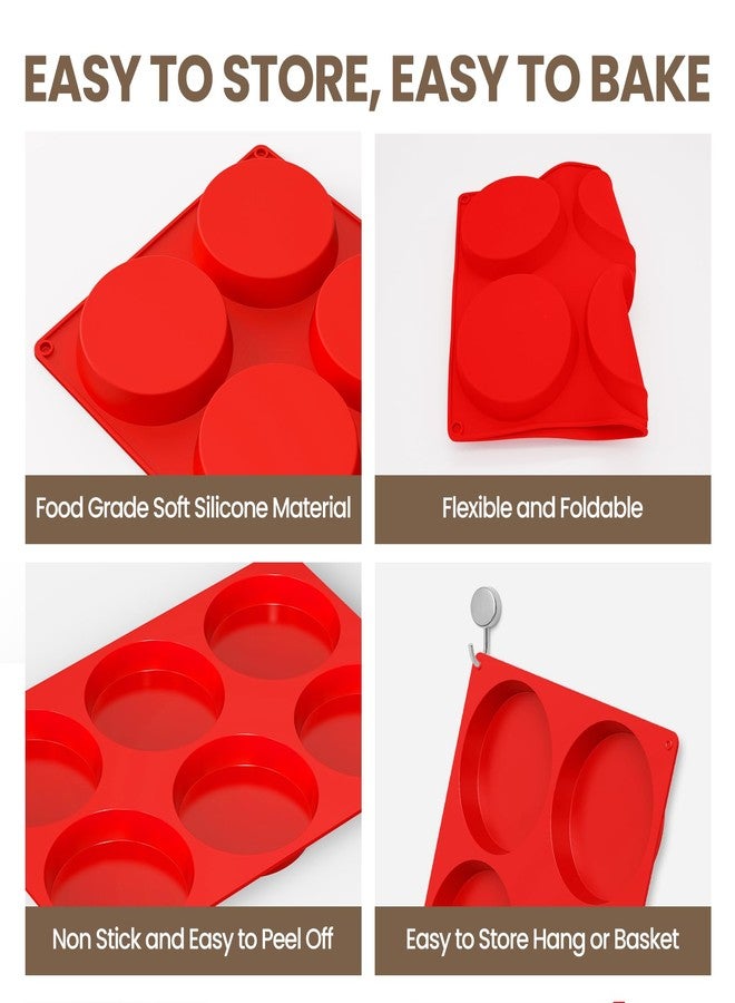 Redfly Silicone Egg Molds for Breakfast Sandwiches 2 Pcs, Non Stick 4 Inch Egg Bites Baking Pans, Jumbo Silicone Muffin Pans for Baking, Round Muffin Top Pan for Whoopie Pie Pan, Hamburger, Fruit Tart - Image 3