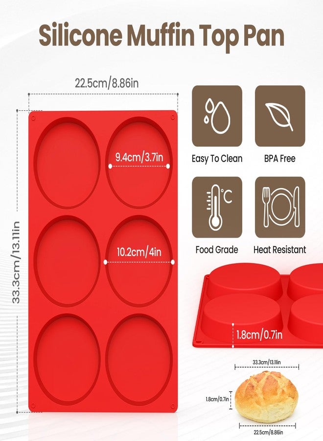 Redfly Silicone Egg Molds for Breakfast Sandwiches 2 Pcs, Non Stick 4 Inch Egg Bites Baking Pans, Jumbo Silicone Muffin Pans for Baking, Round Muffin Top Pan for Whoopie Pie Pan, Hamburger, Fruit Tart - Image 2