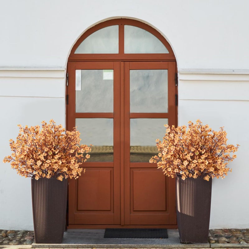 HIAGROW Babys Breath Artificial Flowers  8 Bundles Real Touch Light Brown Fake Flowers Burgundy Silk Flowers Bulk for Vase Home Office Wedding Christmas Indoor Outdoor Centerpiece Table Decorations - Image 3