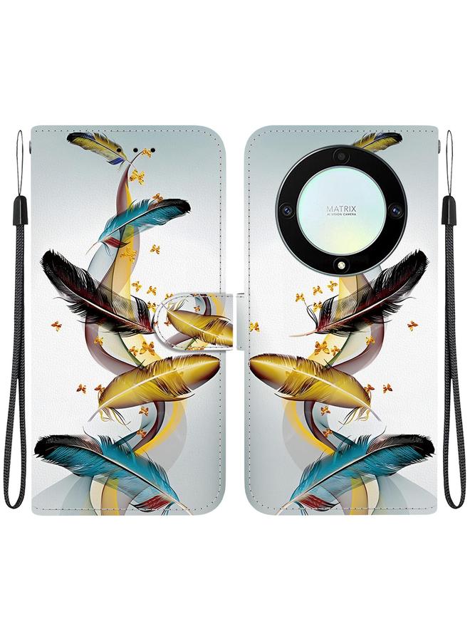 جرين تايجر جراب هاتف Honor X9a من الجلد برسومات ملونة وملمس كريستالي - Image 1