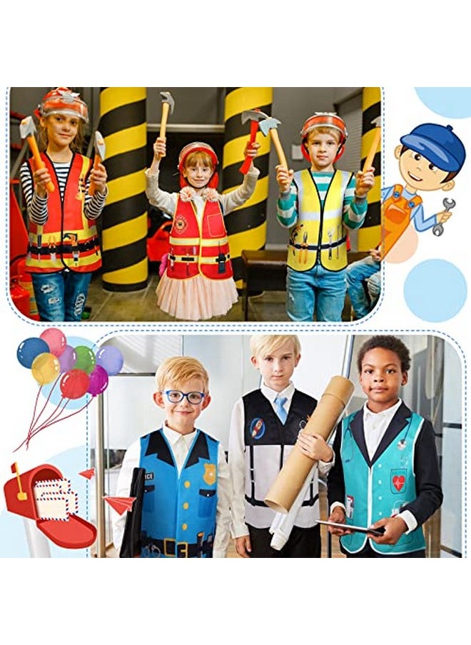 Haysandy - 20 Pcs Kids Community Helper Dress Up Vest Career Costumes Role Play Career Cosplay Clothes Pretend And Play Costume For Kids Dress Up Doctor Police Fireman Car Racer Cowboy Farmers Worker Pirate - Image 1