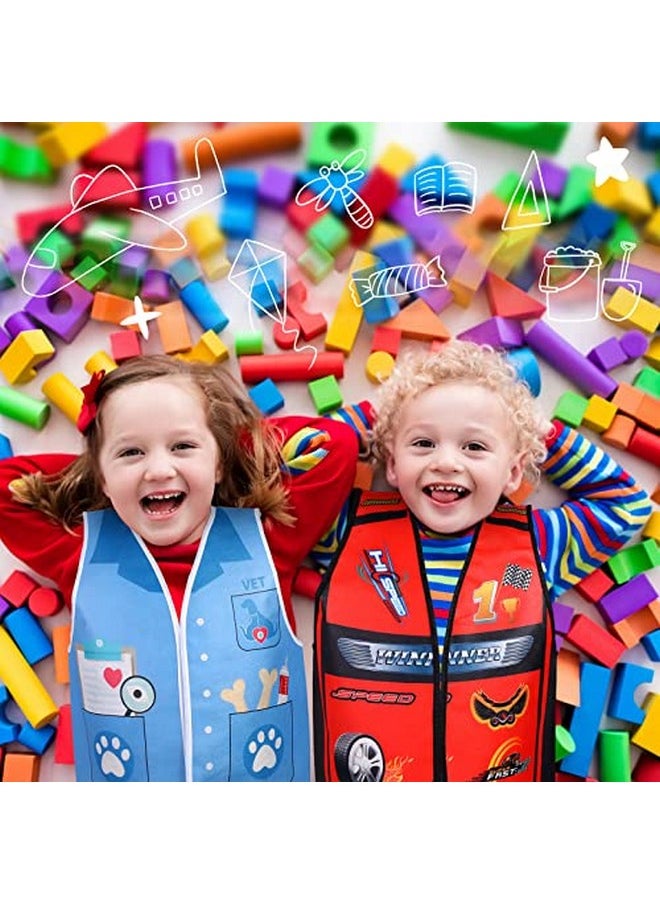 Haysandy - 20 Pcs Kids Community Helper Dress Up Vest Career Costumes Role Play Career Cosplay Clothes Pretend And Play Costume For Kids Dress Up Doctor Police Fireman Car Racer Cowboy Farmers Worker Pirate - Image 1