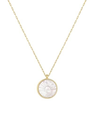 gorjana - Sunset Etched Necklace 19"-21" - 18k Gold-Plated - Mother of Pearl Pendant, Adjustable Chain - Layering Necklaces - Ideal Gifting Packaging - Image 1