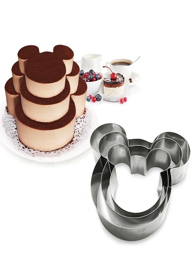 Funwhale 3 Tier Mouse Multilayer Anniversary Birthday Cake Baking Pans, Stainless Steel 3 Sizes Rings Mouse Molding Mousse Cake Rings - Image 1