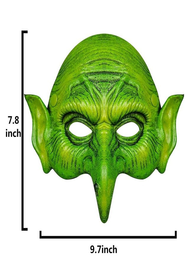 Soochat Witch Mask Scary Green Old Hag Mask Half Face Wizard Props for Halloween Horror Cosplay Party Costume Props - Image 3