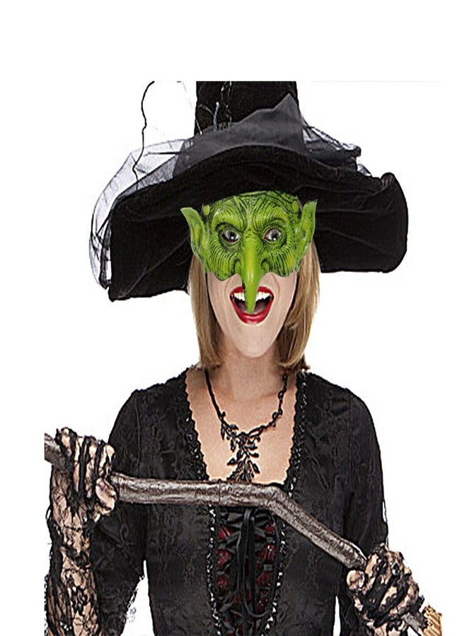 Soochat Witch Mask Scary Green Old Hag Mask Half Face Wizard Props for Halloween Horror Cosplay Party Costume Props - Image 2