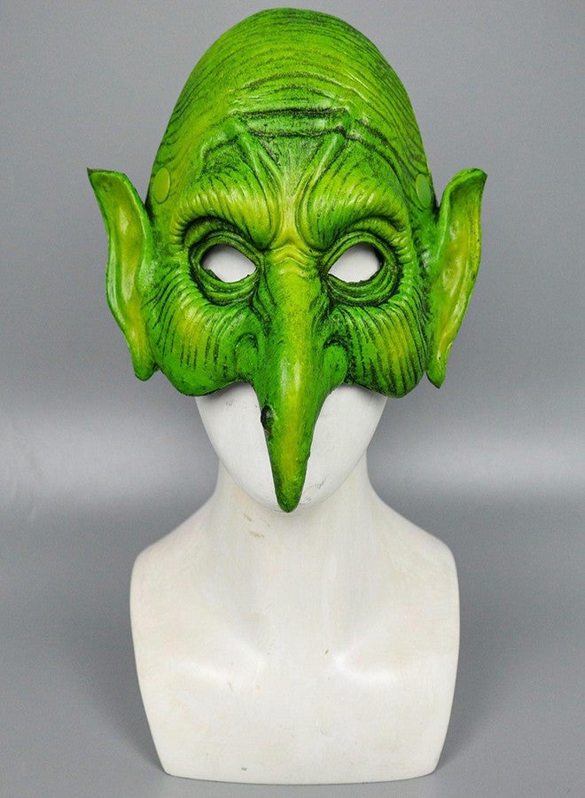 Soochat Witch Mask Scary Green Old Hag Mask Half Face Wizard Props for Halloween Horror Cosplay Party Costume Props - Image 5
