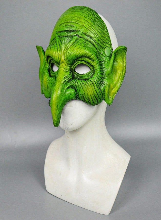 Soochat Witch Mask Scary Green Old Hag Mask Half Face Wizard Props for Halloween Horror Cosplay Party Costume Props - Image 4