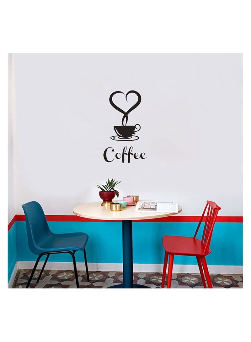 نيبمينينت 4 Pack Coffee Tea Cup Decal, Bar Decor Cafe Pub Accents Hotel Wall Embellishments Removable Signs Restaurant Design for Kitchen Home Office Shop Decoration - Image 3