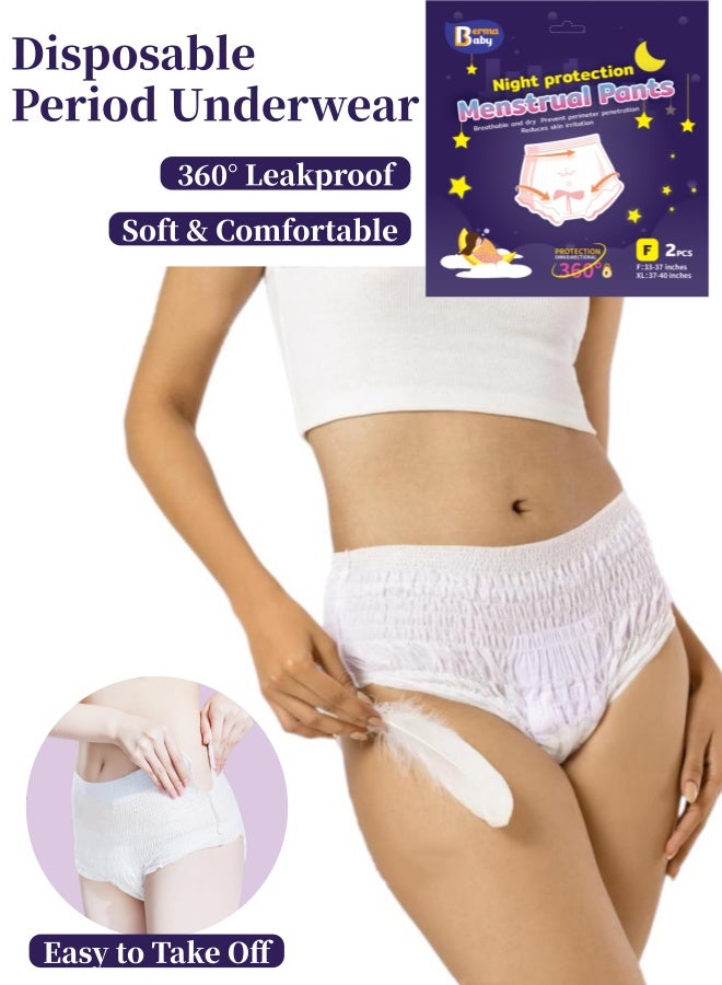 Disposable Period Underwear for Women, Menstrual Underwear Pants Leak Proof Disposable Period Pants Postpartum Incontinence Underwear Adult Diapers Night Period Panty, Leak-Proof, 360° Coverage (33-37inches) - Image 1