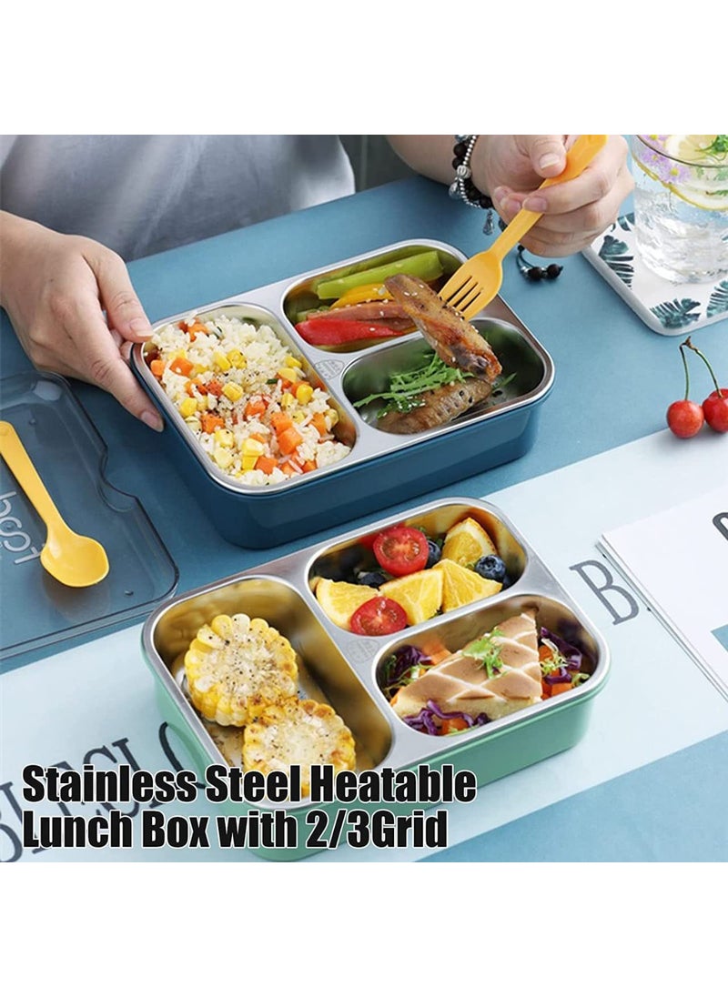 OANGO OANGO Lunch Box for Kids 3 Compartment Stainless Steel Lunch Boxes with Removable Inner Plate Reusable Safe Food Containers for Adults and Kids Multicolor 3 Compartment Oval  - Image 5