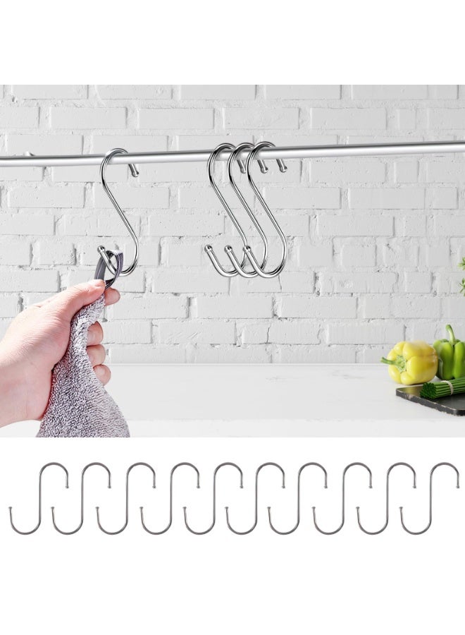 10 Pack Kitchen S Hooks for Hanging Pots, Pans, Utensils and More Space Saving Organizer for Kitchen Utensils and Clothes Plants  (Silver) - Image 5