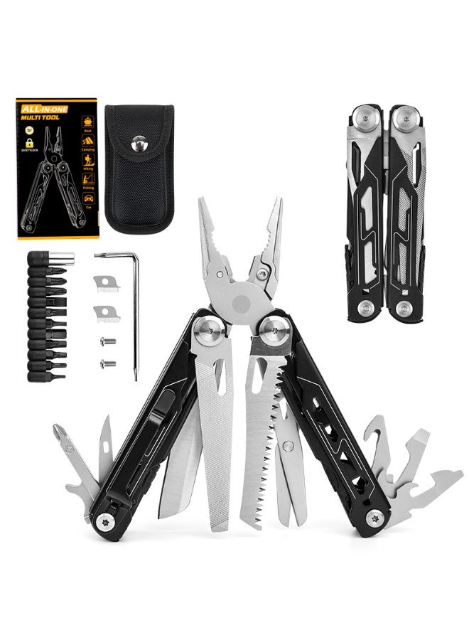 Soofam Multi-tool Pliers Tool,Gifts for Men, Survival and Camping tools,Stainless Steel with Nylon Sheath,Black - Image 1