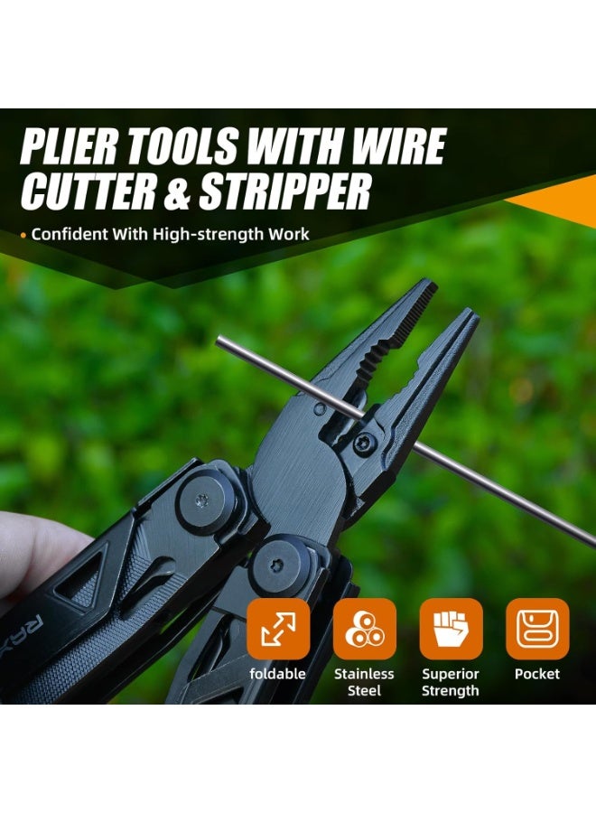Soofam Multi-tool Pliers Tool,Gifts for Men, Survival and Camping tools,Stainless Steel with Nylon Sheath,Black - Image 5