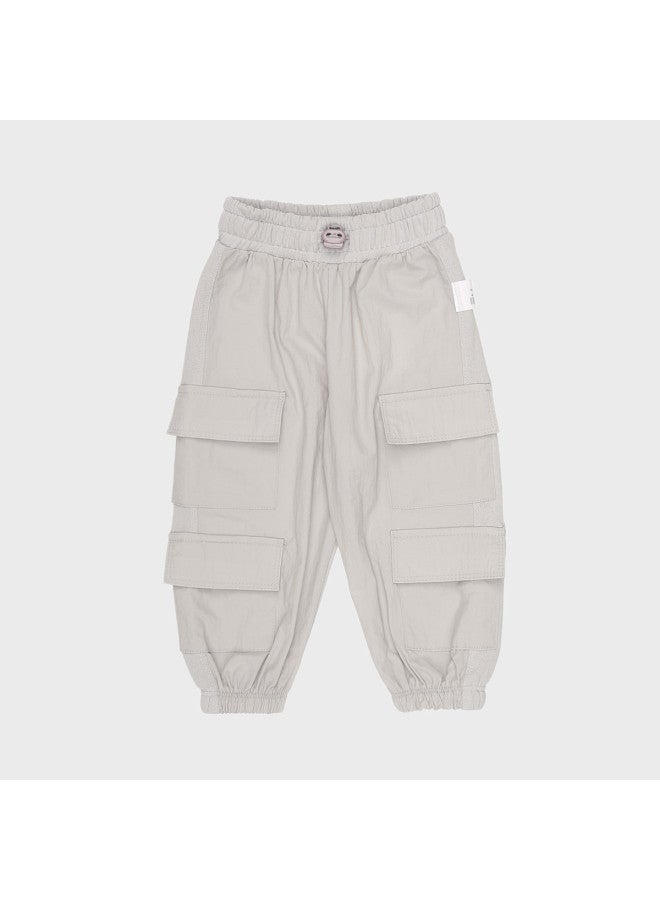 Zara Kids Solid Color Casual Cotton Cargo Pants Sporty Joggers Trousers - Image 2