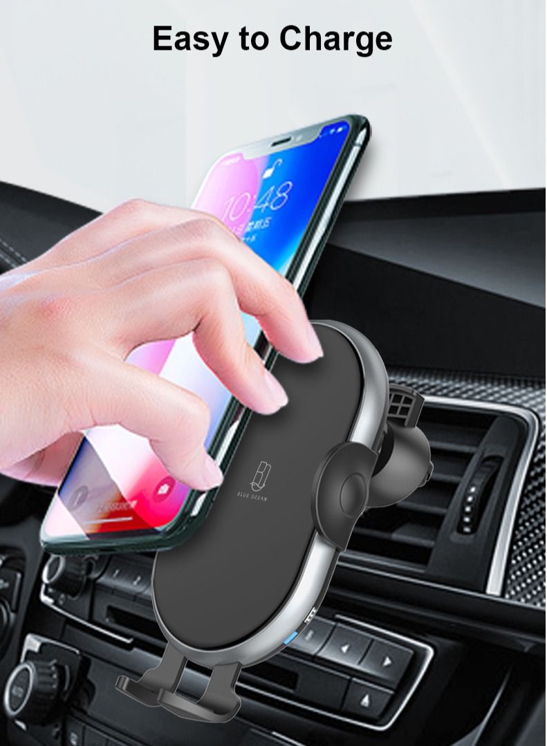 BLUE OCEAN 5 in 1Latest 15W Auto Wireless Car Charger Phone Holder Fast Qi Automatic Clamping Charging Mount Dock, charging cable, 30W mini charger Compatible with iPhone, Samsung, and all Android devices.  - Image 3