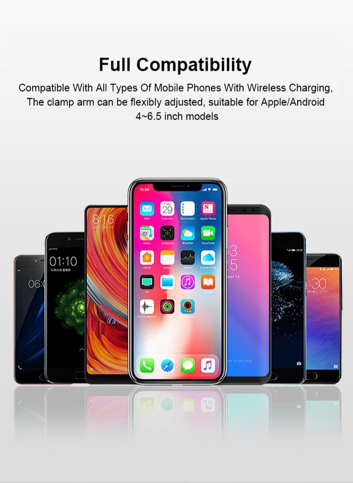 BLUE OCEAN 5 in 1Latest 15W Auto Wireless Car Charger Phone Holder Fast Qi Automatic Clamping Charging Mount Dock, charging cable, 30W mini charger Compatible with iPhone, Samsung, and all Android devices.  - Image 5