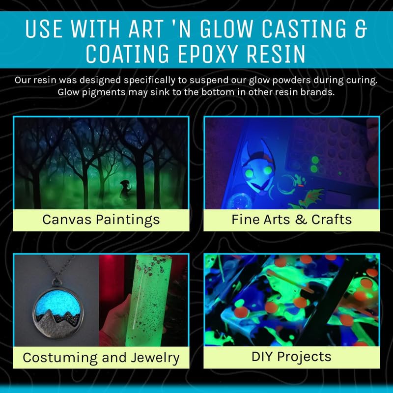 Art 'N Glow Glow in The Dark Pigment Powder - Neutral and Fluorescent Color for Art Painting, Fine Art, Nail Art Paint, and DIY Crafts - Long Lasting, 10+ Color Options - Neutral Sky Blue - (12 Grams/ .42oz) - Image 3