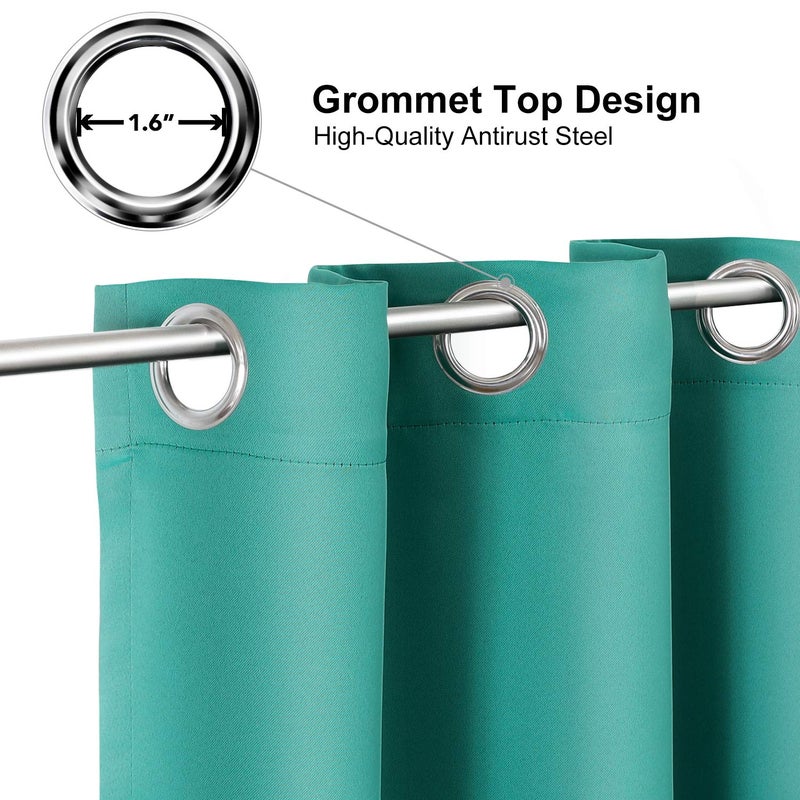 ChrisDowa Grommet Room Darkening Curtains for Bedroom and Living Room - 2 Panels Set Thermal Insulated Blackout Curtains (Teal, 52W x 95L) - Image 2