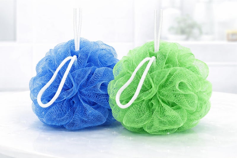 Soft Mesh Bath Loofah Body Scrubber Shower Sponge Exfoliating Bath Sponge for Men and Women Deep Cleansing Body Scrub Random Color Pack (SET OF 2)