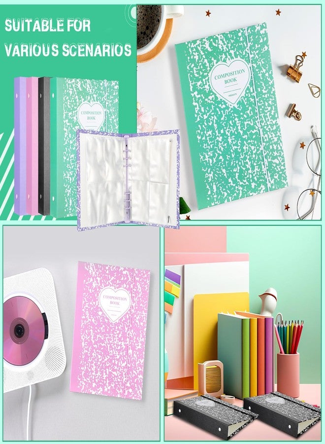 Honoson 4 Pcs A5 Kpop Photocard Binder Album with 20 Pcs 160 Pockets Kpop Photocard Sleeve 6 Ring Inner Refills and Stickers Holder Book for Picture Card Storage(Patchy Pattern) - Image 5