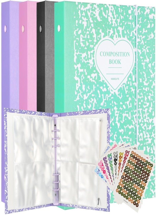 Honoson 4 Pcs A5 Kpop Photocard Binder Album with 20 Pcs 160 Pockets Kpop Photocard Sleeve 6 Ring Inner Refills and Stickers Holder Book for Picture Card Storage(Patchy Pattern) - Image 1