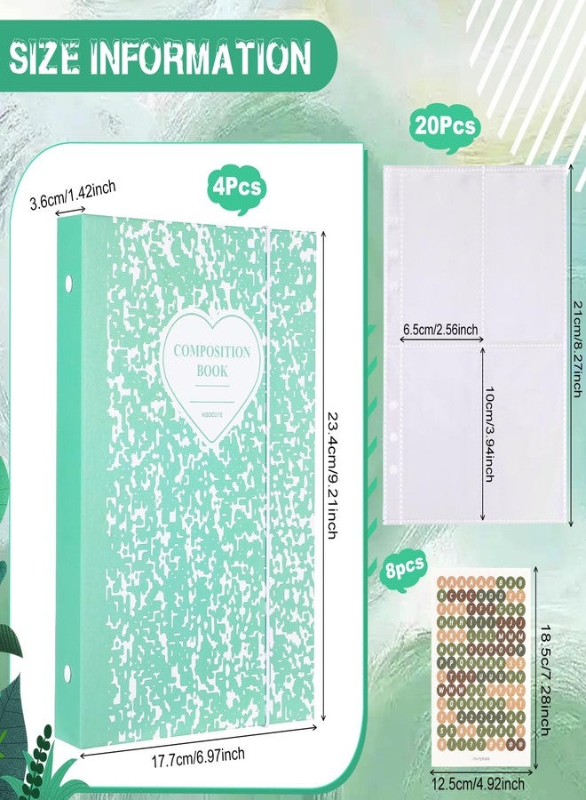Honoson 4 Pcs A5 Kpop Photocard Binder Album with 20 Pcs 160 Pockets Kpop Photocard Sleeve 6 Ring Inner Refills and Stickers Holder Book for Picture Card Storage(Patchy Pattern) - Image 2