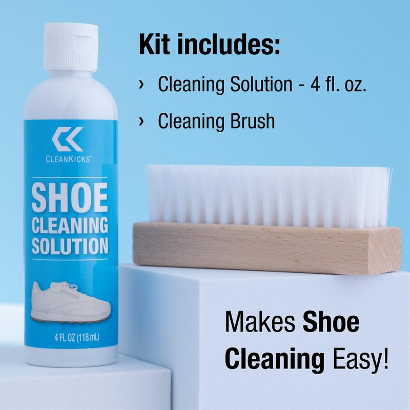 CleanKicks Shoe Cleaning Kit - Footwear Cleaner for Sneakers, Boots, Cleats, and Many Other Shoe Types - (4 Ounce Bottle and Brush). Packaging May Vary Between Green and Blue. - Image 2