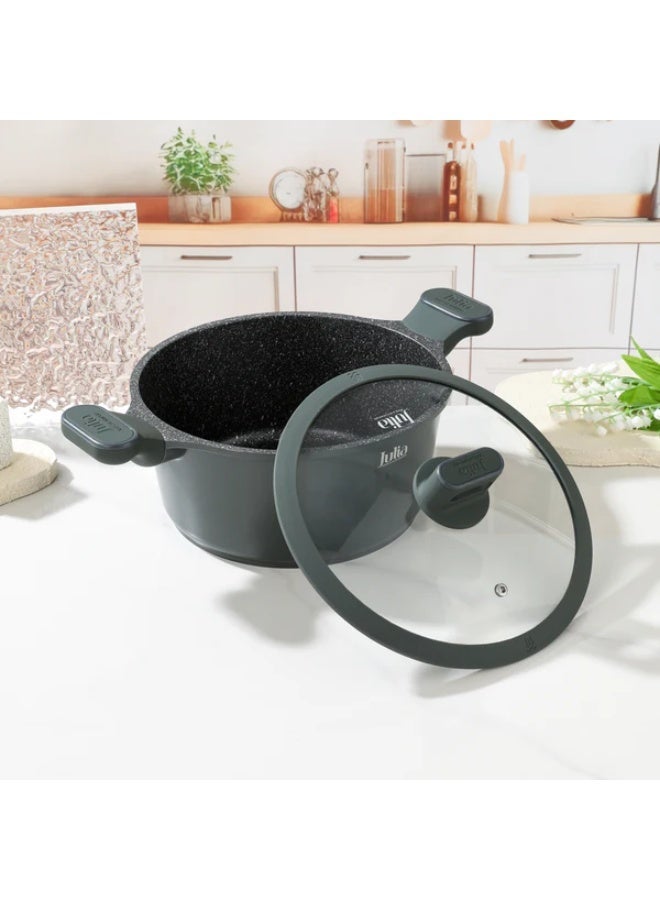 Julia Elite Pro Casserole 32cm with Lid - dark grey Granite Non-Stick - Induction Ready - Image 1