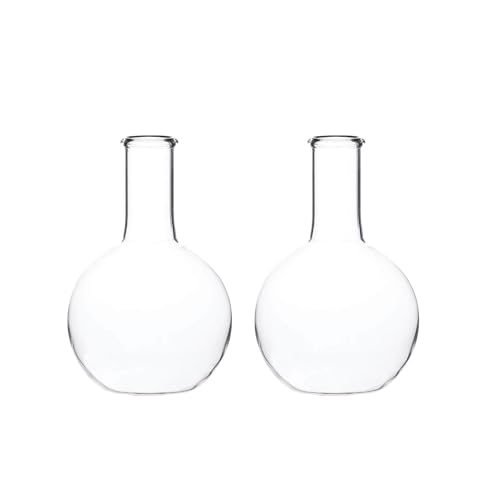 LABZIO 500ml Glass Boiling Flask Flower Vase Set of 2 | Transparent Decorative Vases for Home, Office, Living Room, Tabletop, Centerpiece, Hydroponics & Indoor Plant Decoration - Image 1