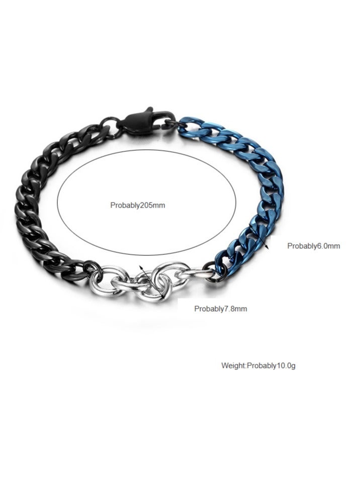 عام سوار جديد من الفولاذ التيتانيوم الفضي بلونين للرجال، أساور هيب هوب للرجال، إكسسوارات، أساور نسائية - Image 2