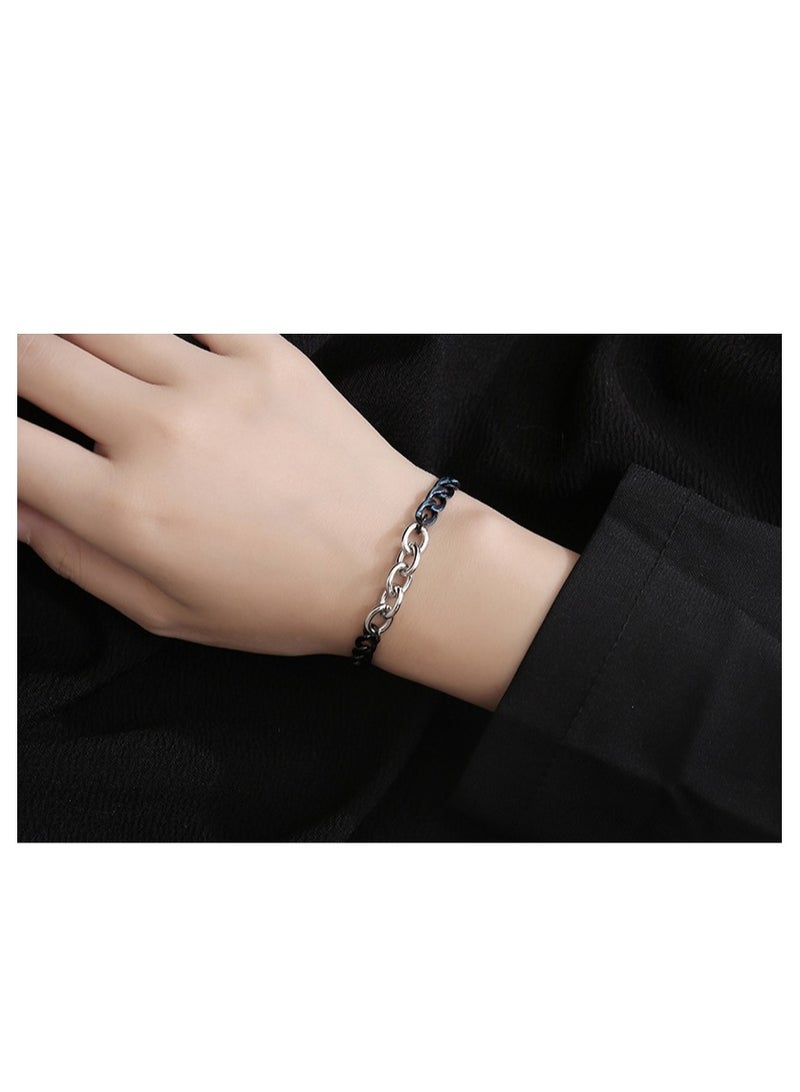 عام سوار جديد من الفولاذ التيتانيوم الفضي بلونين للرجال، أساور هيب هوب للرجال، إكسسوارات، أساور نسائية - Image 4