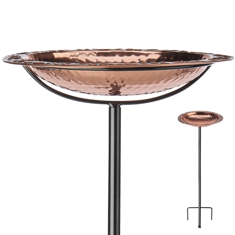 Good Directions Polished Copper Bird Bath on Garden Pole 13" - Image 1