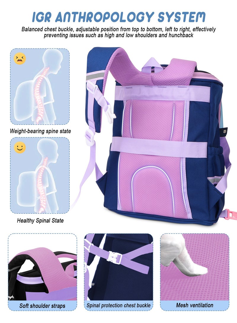 URbazaar Simple Modern Cute Primary Junior Backpack for School Boys Girls Elementary Kids School Backpack,England British Stye School Backpack Lightweight Travel Backpack - Image 3