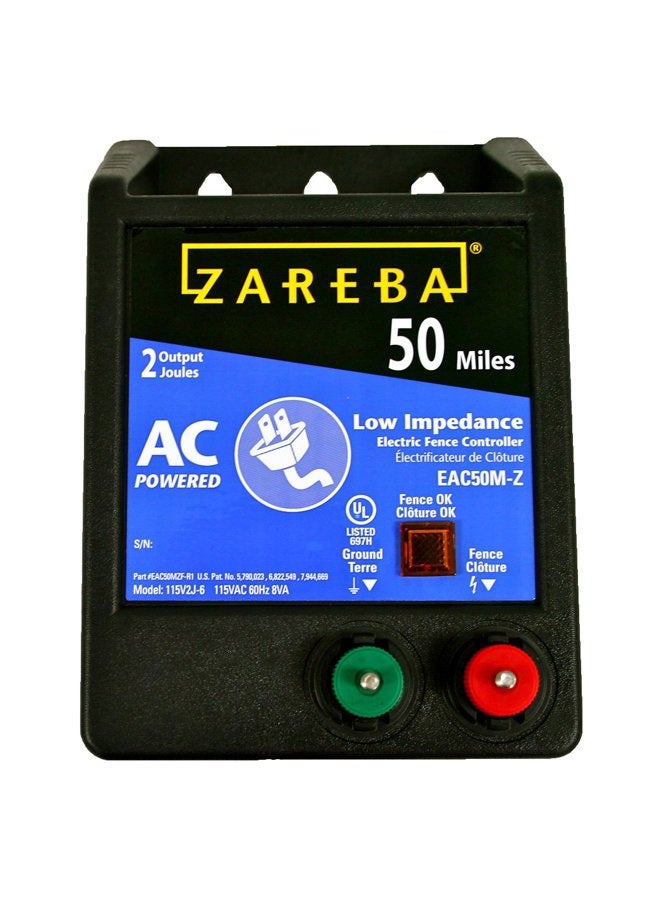 Zareba EAC50M-Z AC-Powered Low-Impendence Electric Fence Charger - 50 Mile Electric Fence Energizer, Contain Animals and Keep Out Predators - Image 1