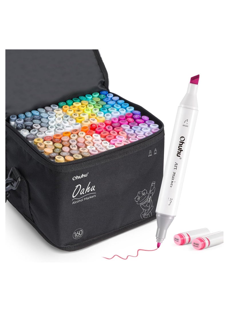 Ohuhu Alcohol Markers Brush Tip - AP Certificated Double Tipped Art Marker Set for Artist Adults Coloring Illustration- 72 Colors - Refillable - Chisel and Brush Dual Tips - Honolulu of Ohuhu Markers - Image 1