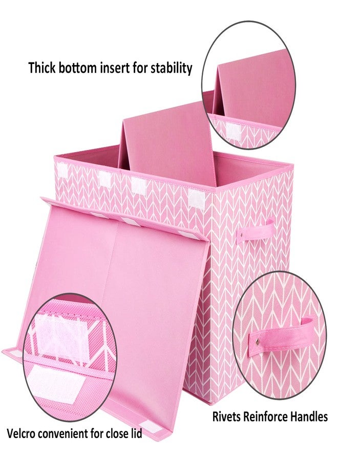 Mayniu Large Toy Storage Box Chest for Girls Kids, Sturdy Toy Box Bin Organizer Baskets with Lid for Living Room, Nursery, Closet, Bedroom, Playroom 25"x13" x16" (Pink) - Image 3