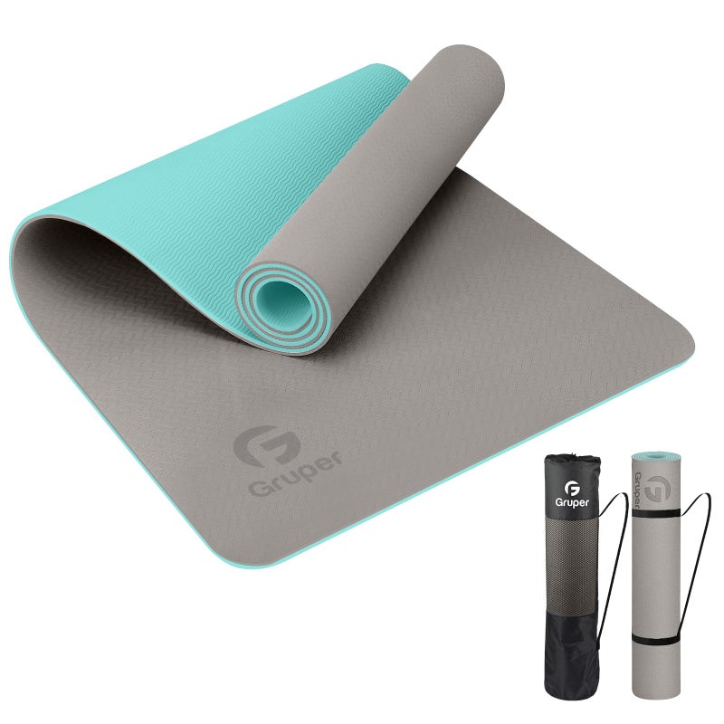 Gruper Yoga Mat Non Slip, Eco Friendly Fitness Exercise Mat with Carrying Strap,Pro Yoga Mats for Women,Workout Mats for Home, Pilates and Floor Exercises (Carbon Gray, 0.24 * 24 * 72 Inches) - Image 1