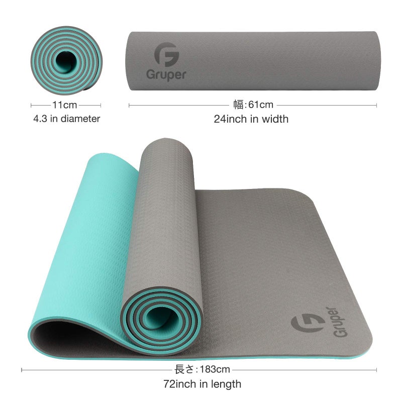 Gruper Yoga Mat Non Slip, Eco Friendly Fitness Exercise Mat with Carrying Strap,Pro Yoga Mats for Women,Workout Mats for Home, Pilates and Floor Exercises (Carbon Gray, 0.24 * 24 * 72 Inches) - Image 3