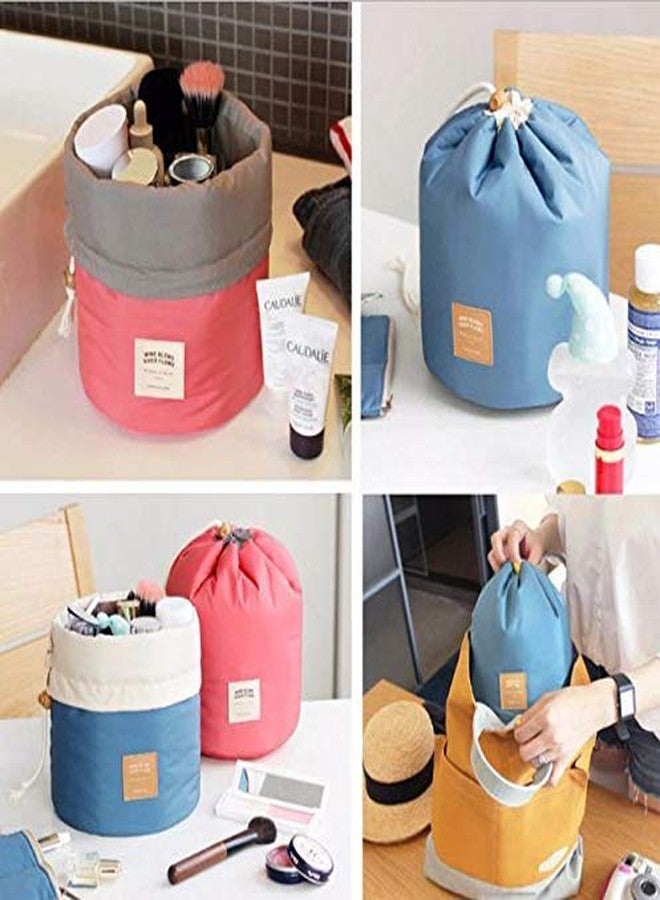 ERHETUS Latest Stylish Bucket Barrel Shaped Cosmetic Bag | Toiletry Bags | Round Makeup Pouch for Girls and Women (Multi Color) - Image 3